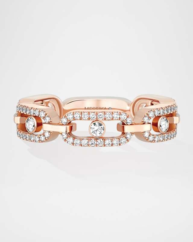 MOVE LINK 18K ROSE GOLD MULTI-PAVÉ RING